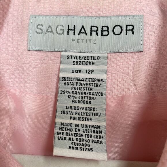Sag Harbor Pink Blazer short sleeve textured size 12P - Picture 9 of 9
